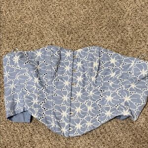 Blue and White Lace Women's Top